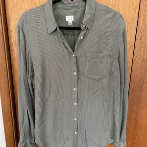 Olive striped button down